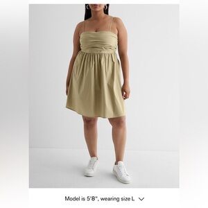 Express Green Square Neck Ruched Mini Dress